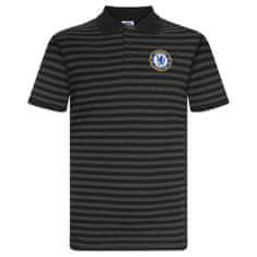 FotbalFans Polo Tričko Chelsea FC, vyšitý znak, černá a šedá | XXL