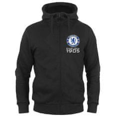 FotbalFans Mikina Chelsea FC, černá, kapuce, zip | M