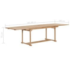 Vidaxl Rozkládací zahradní stůl (180–280) x 100 x 75 cm masivní teak