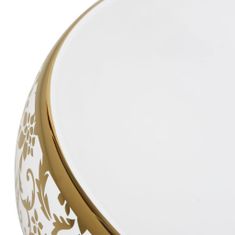 Vidaxl Umyvadlo na desku bílé a zlaté oválné 59 x 40 x 15 cm keramika