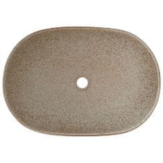 Vidaxl Umyvadlo na desku pískové a hnědé oválné 59x40x14 cm keramika