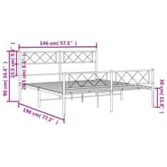 Vidaxl Kovový rám postele s hlavovým a nožním čelem bílý 140 x 190 cm