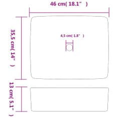 Vidaxl Umyvadlo na desku černé obdélník 46 x 35,5 x 13 cm keramika