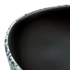 Vidaxl Umyvadlo na desku černé a modré oválné 47 x 33 x 13 cm keramika