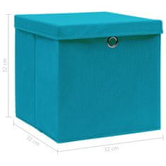 Vidaxl Úložné boxy s víky 10 ks bledě modré 32 x 32 x 32 cm textil