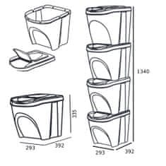 botle Odpadkový koš sada 4x25 L košíků za odpad Šedá segregace