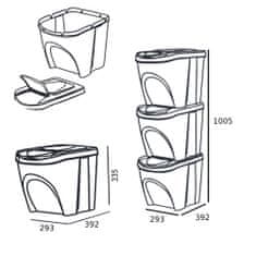 botle Odpadkový koš sada 3x25 L košíků za odpad Bílá segregace