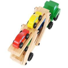 Kruzzel 22698 Dětská dřevěná odtahovka s autíčky
