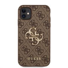 Guess  PU 4G Metal Logo Zadní Kryt pro iPhone 11 Brown