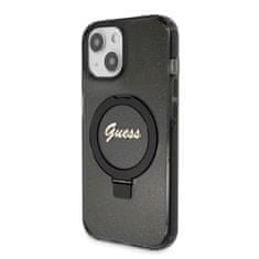 Guess  IML Ring Stand Glitter MagSafe Zadní Kryt pro iPhone 15 Black