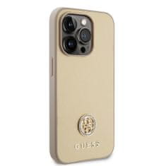 Guess  PU 4G Strass Metal Logo Zadní Kryt pro iPhone 15 Pro Max Gold