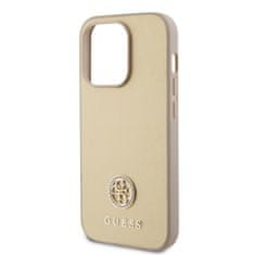 Guess  PU 4G Strass Metal Logo Zadní Kryt pro iPhone 15 Pro Max Gold