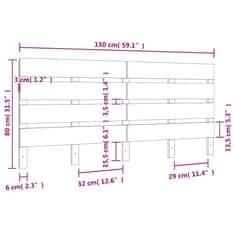 Vidaxl Čelo postele bílé 150 x 3 x 80 cm masivní borovice