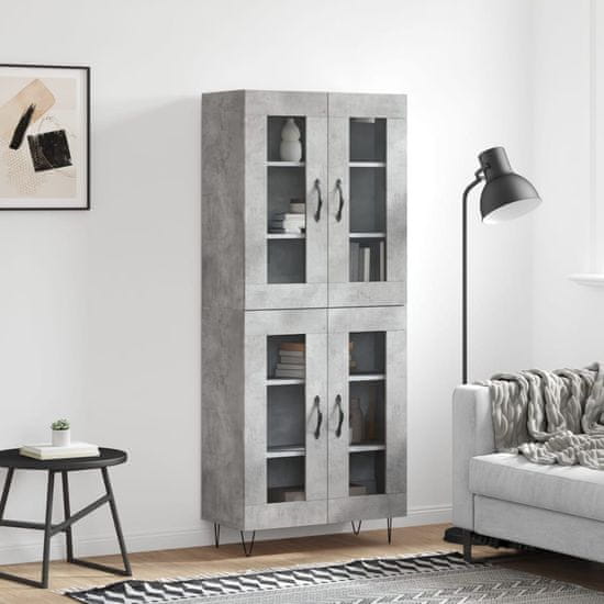 Greatstore Skříň highboard betonově šedá 69,5x34x180 cm kompozitní dřevo