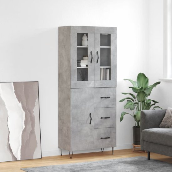 Vidaxl Skříň highboard betonově šedá 69,5x34x180 cm kompozitní dřevo