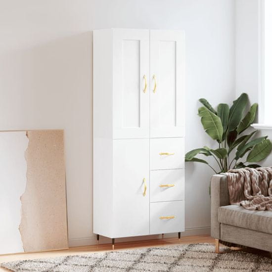 Greatstore Skříň highboard bílá 69,5 x 34 x 180 cm kompozitní dřevo