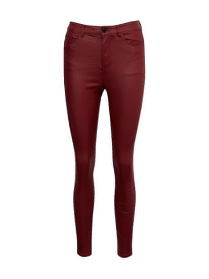 Orsay Vínové dámské koženkové kalhoty