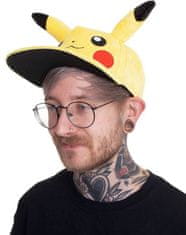 CurePink Čepice snapback - kšiltovka Pokémon: Pikachu s ušima (nastavetelná) žlutá bavlna