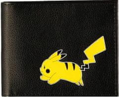 CurePink Otevírací peněženka Pokémon: Pikachu logo (10 x 9 x 2 cm) černý polyuretan - polyester