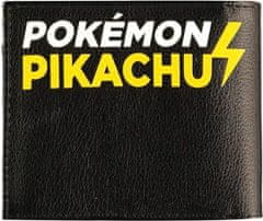 CurePink Otevírací peněženka Pokémon: Pikachu logo (10 x 9 x 2 cm) černý polyuretan - polyester