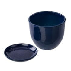 botle Ceramický květináč 25x20 cm spodní nádoba kobaltově modrá