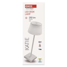 Emos LED stolní lampa KATIE, nabíjecí, bílá