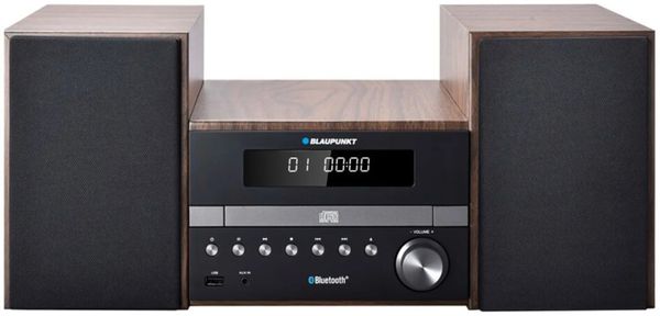 Bluetooth mikrosystém Blaupunkt ms46bt dosah 10 m fm tuner s pll paměť 50 stanic funkce budíku a hodin rms 100 w výkon