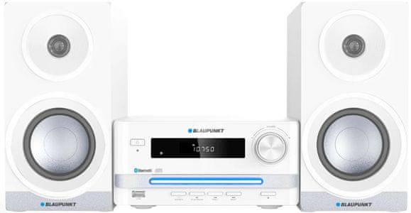 Bluetooth mikrosystém Blaupunkt ms16bt dosah 10 m fm tuner s pll paměť 40 stanic funkce budíku a hodin rms 15 w výkon