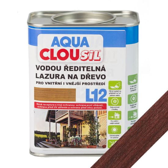 Clou Vodou ředitelná lazura L12 AQUA CLOUsil, č.3 mahagon, ekologicky nezávadná lazura na dřevo, vhodná pro interiér i exteriér, chrání dřevo po dlouhou dobu před vlhkostí i UV zářením.