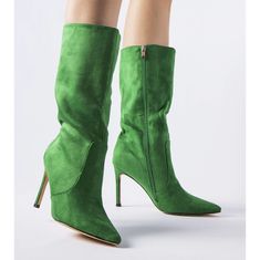 Zelené zateplené boty na jehlovém podpatku velikost 39