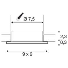 SLV BIG WHITE (SLV) NEW TRIA 75 kroužek pro vestavbu do stropu, D: 9 Š: 9 H: 2,6 cm, IP 20, hliník 1007350