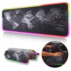 MG World Map RGB herná podložka pod myš 80 x 30 cm, černá