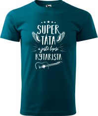 Hobbytriko Pánské tričko s kytarou - Super táta a ještě lepší kytarista Barva: Černá (01), Velikost: S, Střih: pánský