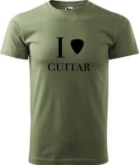 Hobbytriko Pánské tričko s kytarou - I love guitar Barva: Tmavě šedý melír (12), Velikost: 4XL, Střih: pánský