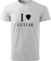 Hobbytriko Pánské tričko s kytarou - I love guitar Barva: Tmavě šedý melír (12), Velikost: 4XL, Střih: pánský