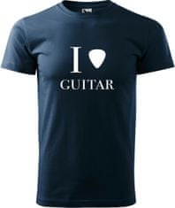 Hobbytriko Pánské tričko s kytarou - I love guitar Barva: Tmavě šedý melír (12), Velikost: 4XL, Střih: pánský