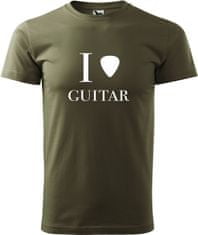 Hobbytriko Pánské tričko s kytarou - I love guitar Barva: Tmavě šedý melír (12), Velikost: 4XL, Střih: pánský