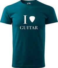 Hobbytriko Pánské tričko s kytarou - I love guitar Barva: Tmavě šedý melír (12), Velikost: 4XL, Střih: pánský