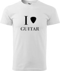 Hobbytriko Pánské tričko s kytarou - I love guitar Barva: Tmavě šedý melír (12), Velikost: 4XL, Střih: pánský