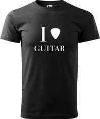 Hobbytriko Pánské tričko s kytarou - I love guitar Barva: Světle šedý melír (03), Velikost: 2XL, Střih: pánský