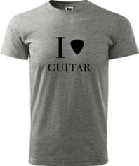 Hobbytriko Pánské tričko s kytarou - I love guitar Barva: Tmavě šedý melír (12), Velikost: 4XL, Střih: pánský