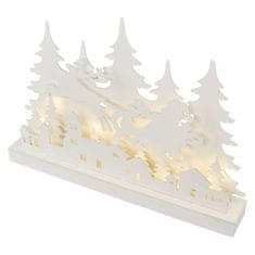 Emos Dřevěná LED dekorace Wioska s časovačem 31 cm teplá bílá