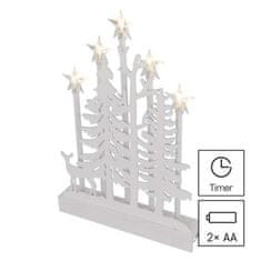 Emos Dřevěná LED dekorace Fores s časovačem 35,5 cm teplá bílá
