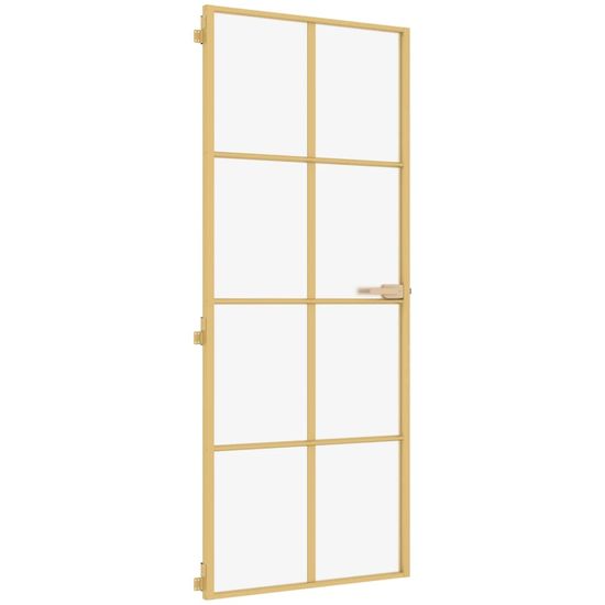 Vidaxl Interiérové dveře úzké zlaté 83x201,5 cm tvrzené sklo a hliník