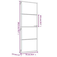 Vidaxl Interiérové dveře úzké zlaté 76x201,5 cm tvrzené sklo a hliník