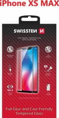 SWISSTEN Sklo full glue, color frame, case friendly pro xs max černé