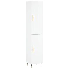 Vidaxl Skříň highboard bílá s vysokým leskem 34,5x34x180 cm kompozit