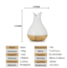 BOT Aroma difuzér B5 DO - bílá a světle hnědé dřevo 400 ml