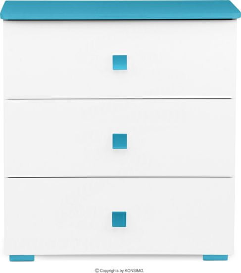 Konsimo Dětská komoda PABIS modrá/bílá