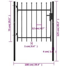 Vidaxl Zahradní branka s hroty 100 x 75 cm